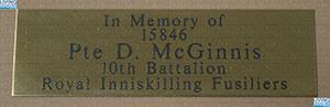 ID1175 - Artefacts relating to - Pte D. McGinnis, 10th Battalion Royal Inniskilling Fusiliers 