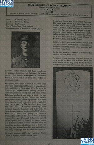 ID1189 - Artefact relating to - Sergeant Robert Ramsey, 12th Battalion Royal Irish Rifles
