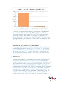 Page 5: Analysis of twenty-eight children's attitude towards history after the project and discussion of how the project contributed to pupils' learning.