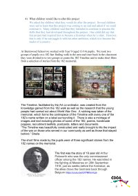 Page 6: Description of a fact-finding walk with pupils from Burntwood School and a film-making project where the children created three short films based around three significant stories from the 182 names on the war memorial.